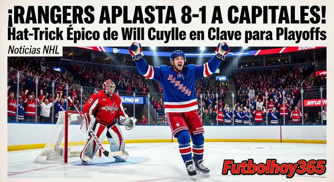 Rangers Golea 8-1 a los Capitales: Hat-Trick de Will Cuylle en Partido Clave para Playoffs NHL