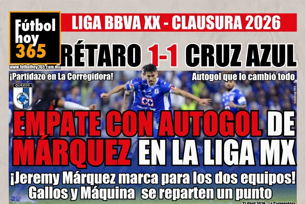 Querétaro 1-1 Cruz Azul Empate con autogol de Márquez en la Liga MX