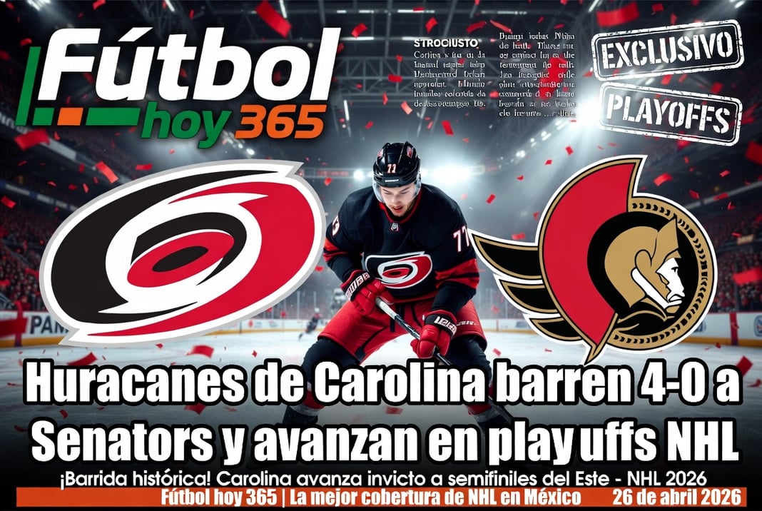Huracanes de Carolina barren 4-0 a Senators y avanzan en playoffs NHL