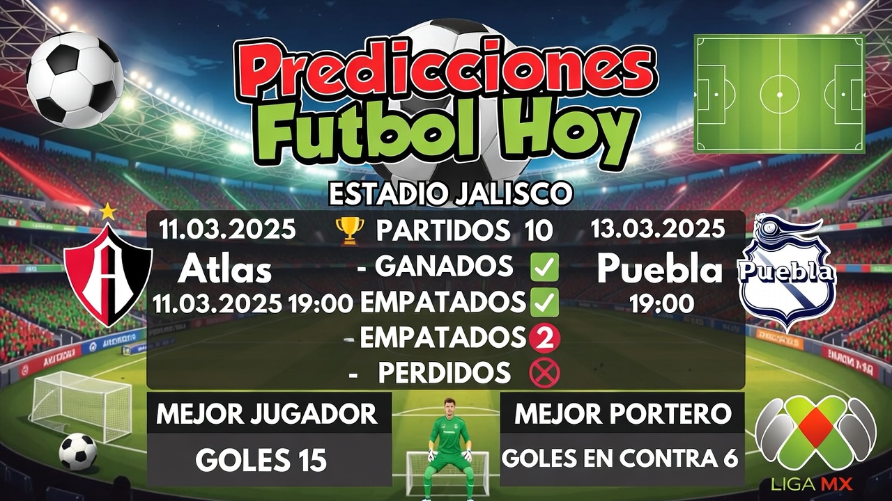 Atlas vs Puebla Predicciones Futbol Hoy para el 10 de enero de 2026
