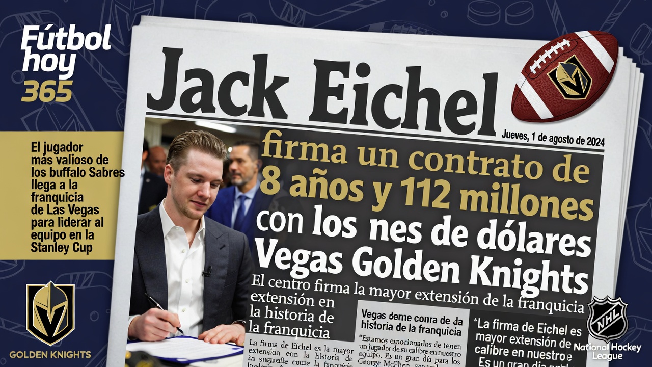 Jack Eichel firma extensión de 8 años por $112 millones con Golden Knights