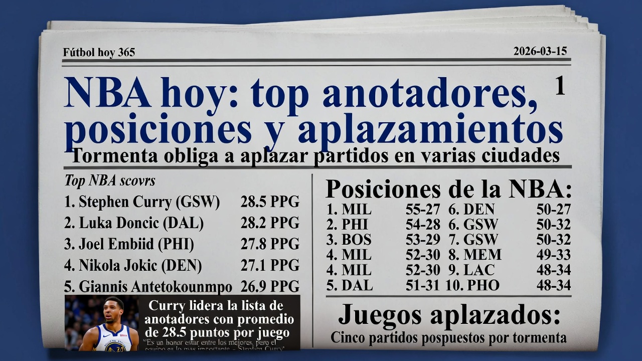 NBA hoy top anotadores, posiciones y aplazamientos