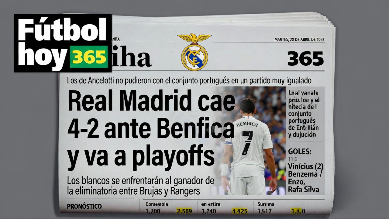 Real Madrid cae 4-2 ante Benfica y va a playoffs de Champions League
