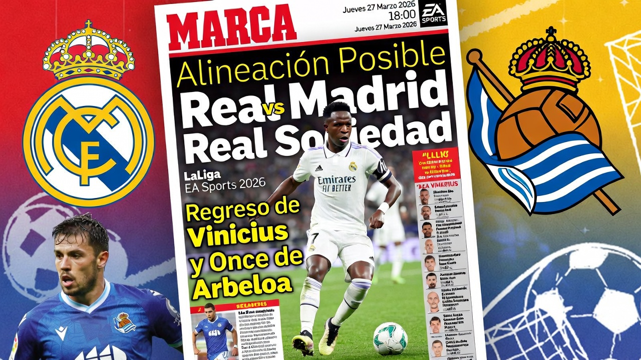 Alineación Posible Real Madrid vs Real Sociedad LaLiga EA Sports 2026 Regreso de Vinicius y Once de Arbeloa