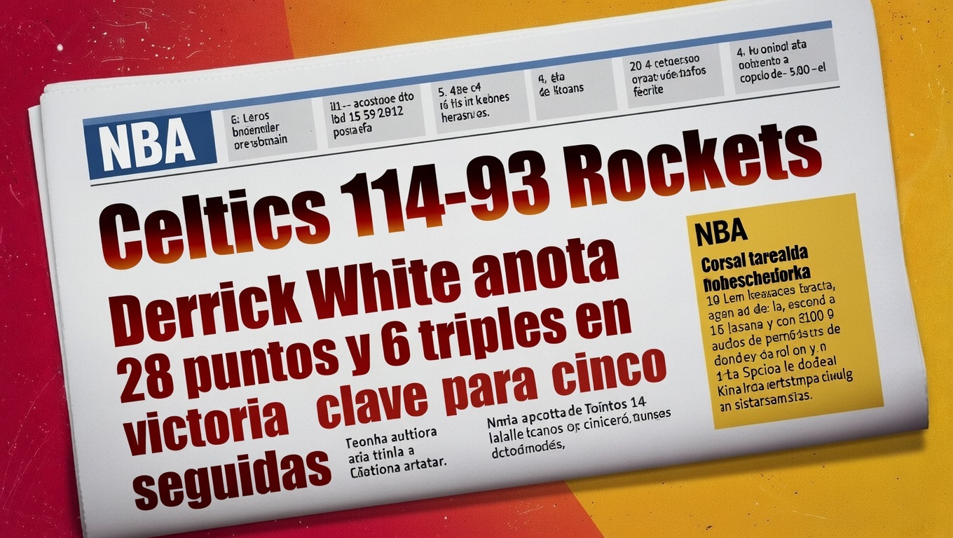 Celtics 114-93 Rockets Derrick White anota 28 puntos y 6 triples en victoria clave para cinco seguidas NBA
