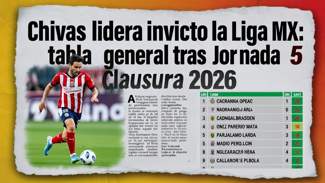 Chivas lidera invicto la Liga MX tabla general tras Jornada 5 Clausura 2026