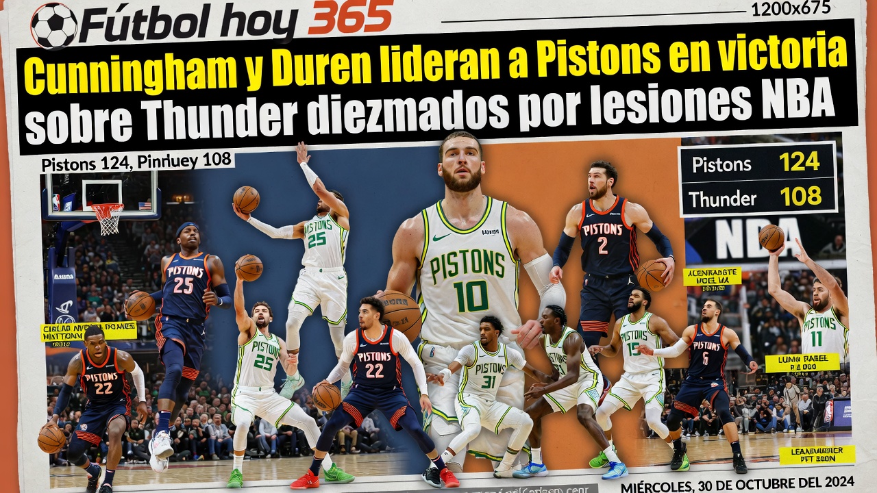Cunningham y Duren lideran a Pistons en victoria sobre Thunder diezmados por lesiones NBA