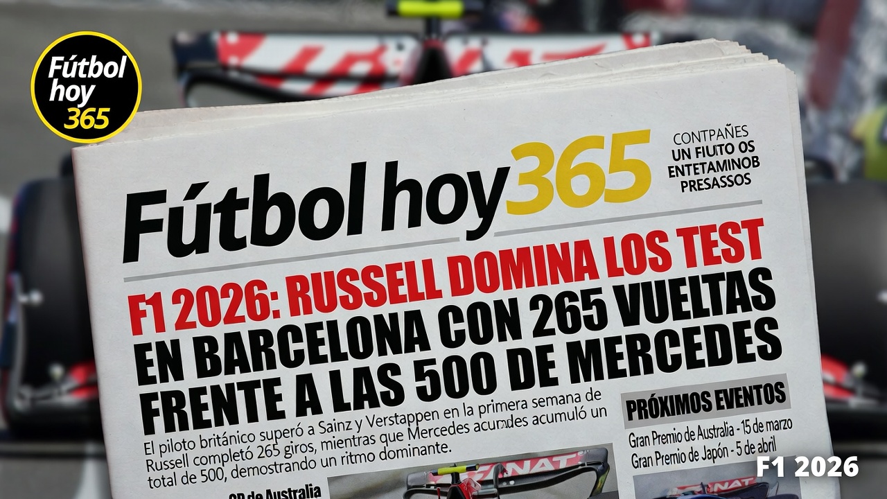 F1 2026 Russell lidera con 265 vueltas en pruebas Barcelona
