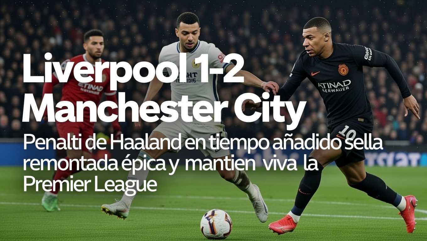 Liverpool 1-2 Manchester City Penalti de Haaland en tiempo añadido sella remontada épica y mantiene viva la Premier League