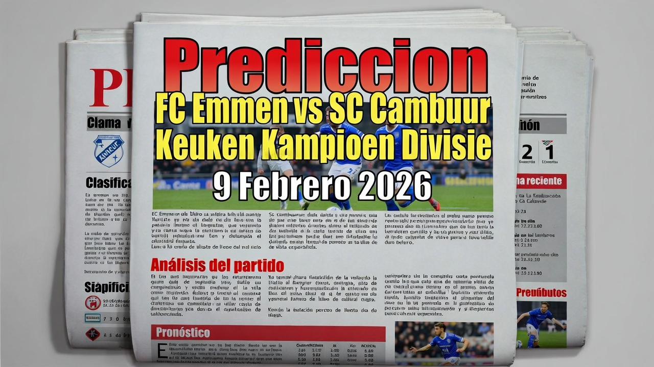 Prediccion FC Emmen vs SC Cambuur Keuken Kampioen Divisie 9 Febrero 2026