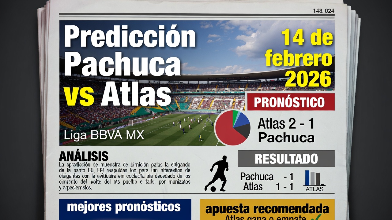 Predicción Pachuca vs Atlas en la Liga BBVA MX 14 de febrero 2026