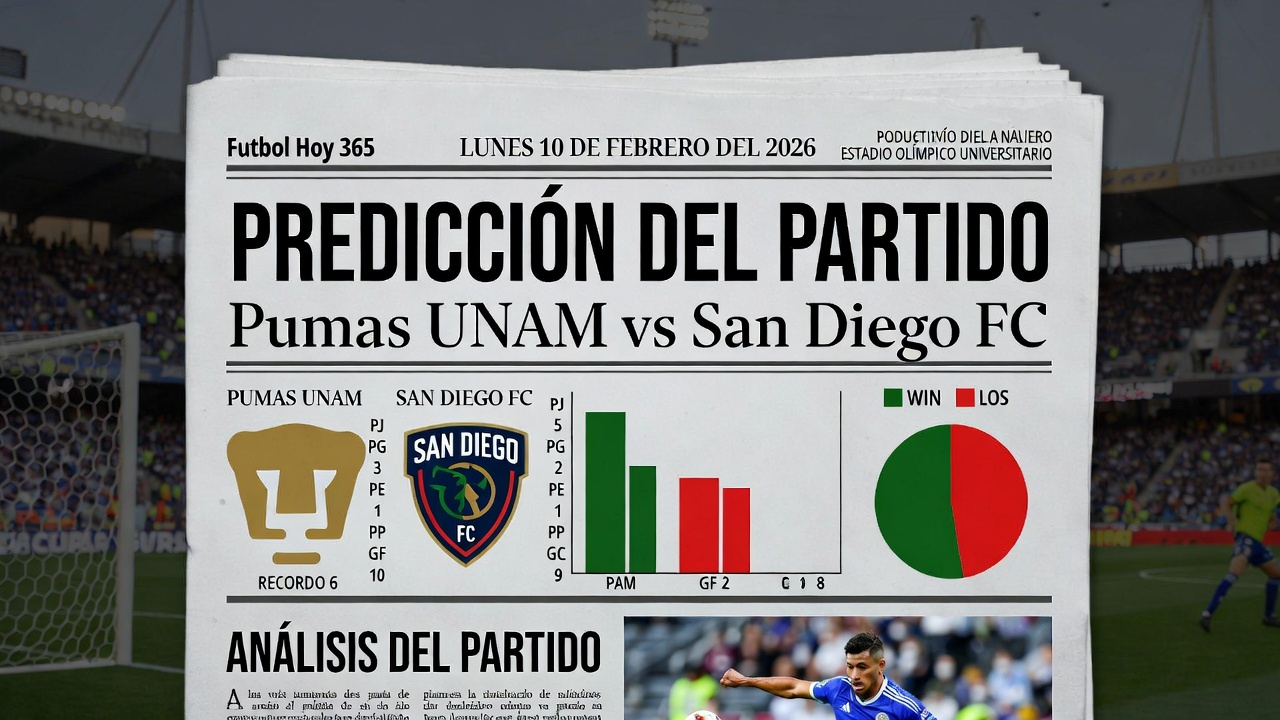 Prediccion Pumas UNAM vs San Diego FC 10 febrero 2026