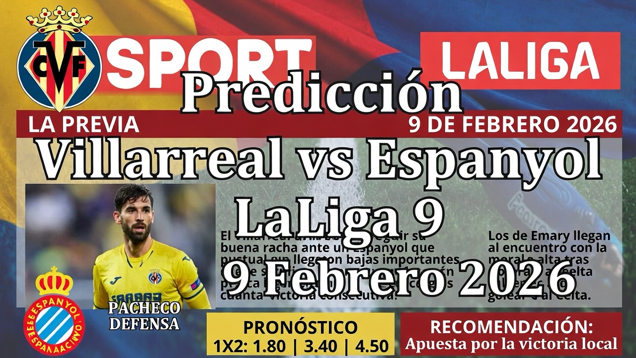 Prediccion Villarreal vs Espanyol LaLiga 9 Febrero 2026
