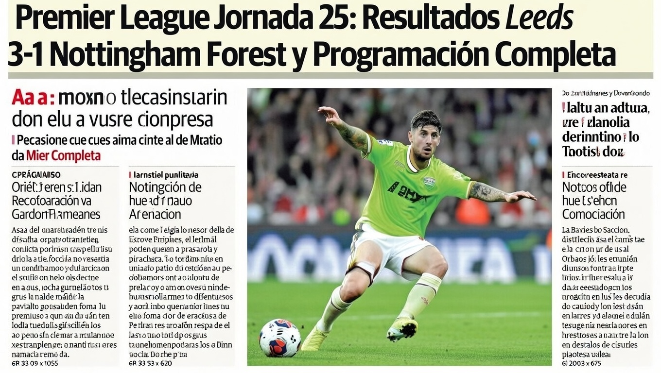 Premier League Jornada 25 Resultados Leeds 3-1 Nottingham Forest y Programación Completa
