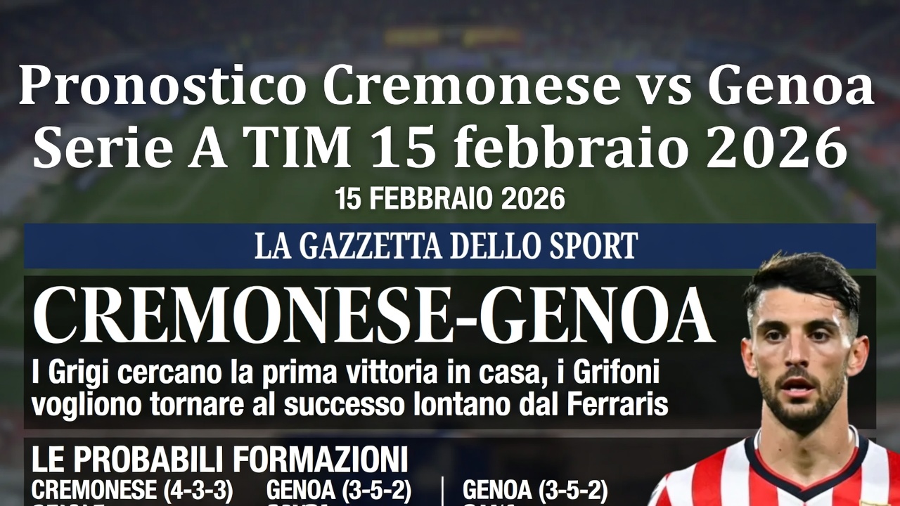 Pronostico Cremonese vs Genoa Serie A 15 febrero 2026
