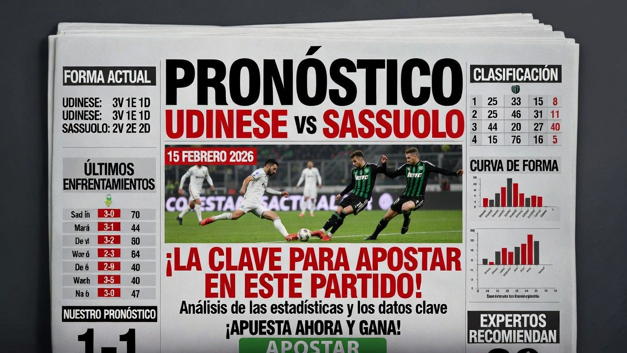 Pronostico Udinese vs Sassuolo 15 Febrero 2026