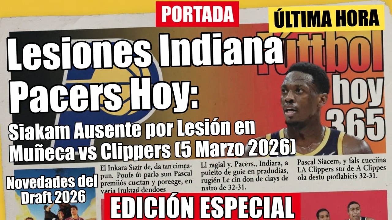 Lesiones Indiana Pacers Hoy Siakam Ausente por Lesión en Muñeca vs Clippers (5 Marzo 2026)