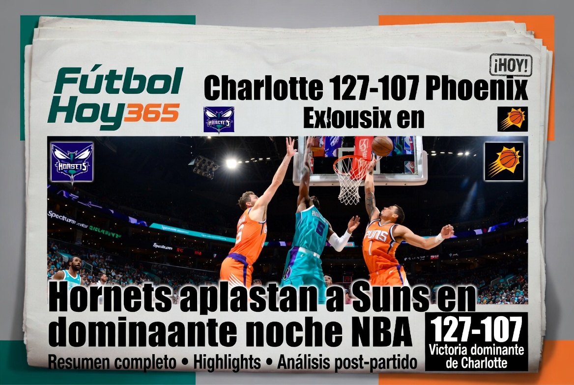 Charlotte 127-107 Phoenix Hornets aplastan a Suns en dominante noche NBA