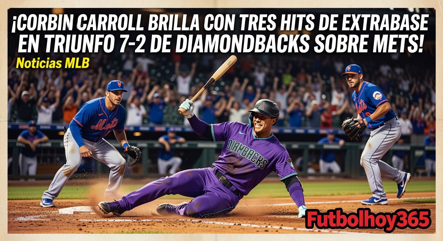 Corbin Carroll brilla con tres hits de extrabase en victoria 7-2 de Diamondbacks sobre Mets en MLB