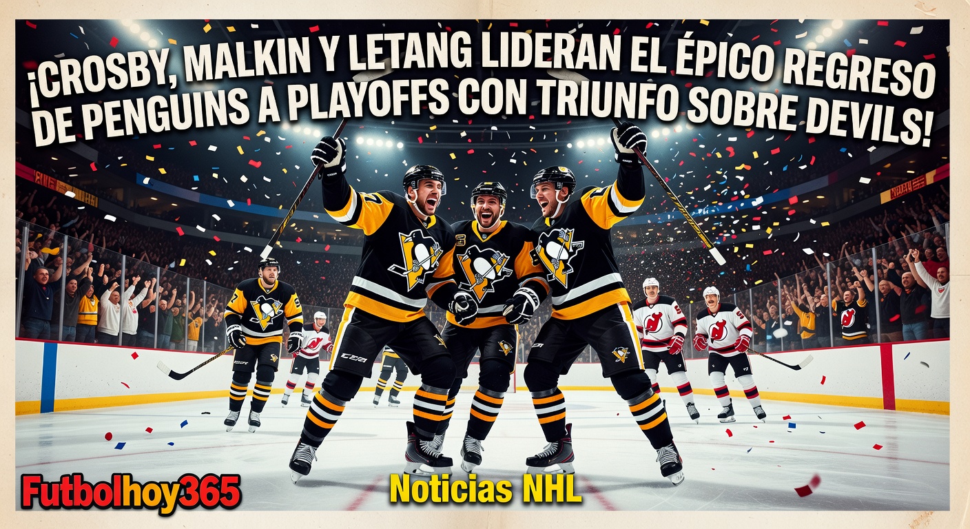 Crosby, Malkin y Letang lideran el regreso de los Penguins a playoffs de NHL con victoria sobre Devils