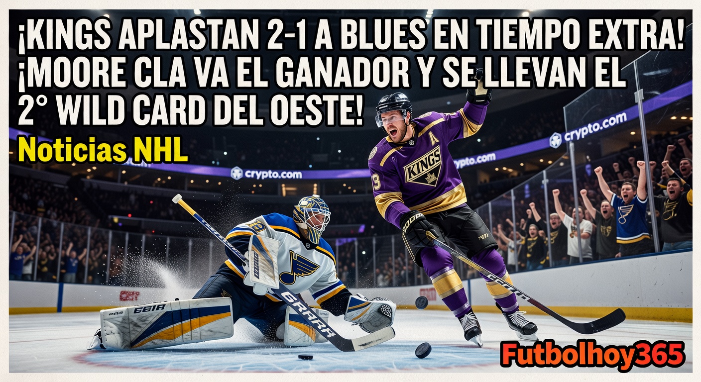 Kings vencen 2-1 a Blues en tiempo extra: Moore anota el ganador y toman el 2° wild card del Oeste