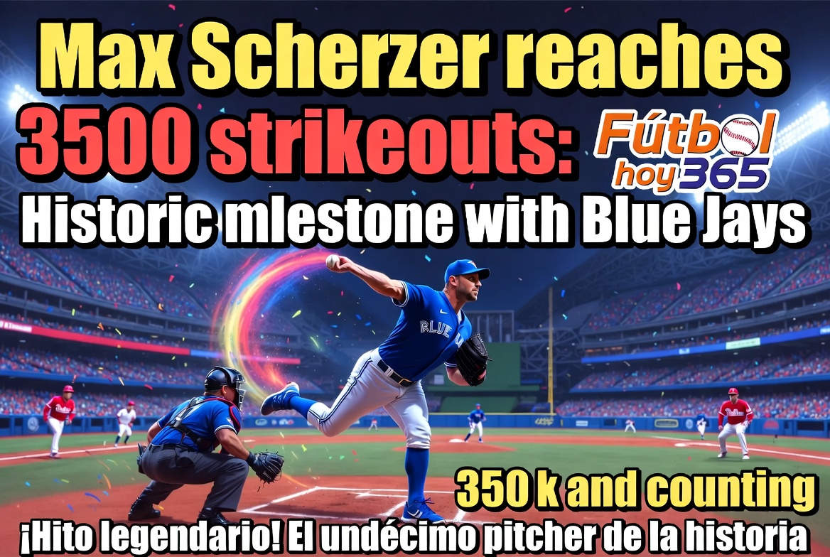 Max Scherzer alcanza 3500 ponches histórico en MLB con Blue Jays