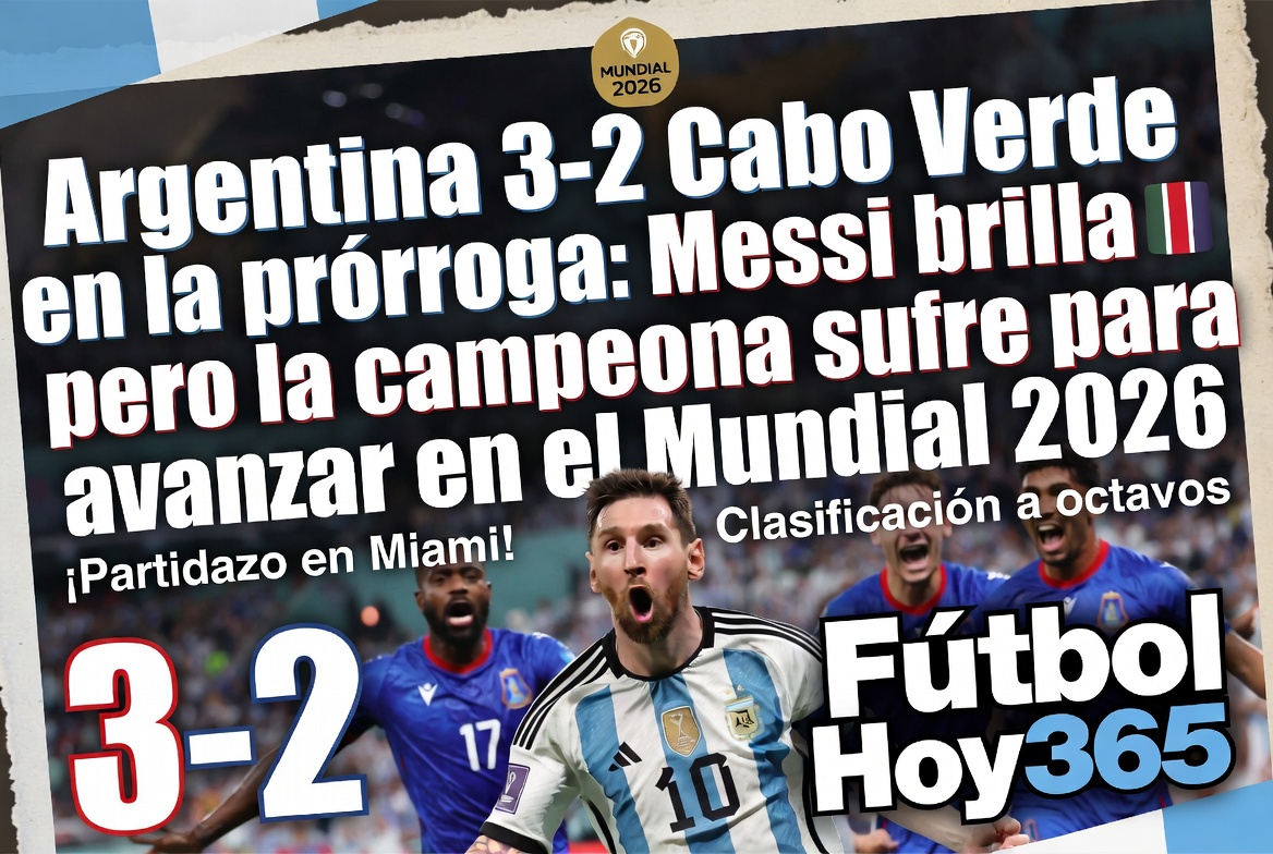 Argentina 3-2 Cabo Verde en la prórroga Messi brilla pero la campeona sufre para avanzar en el Mundial 2026