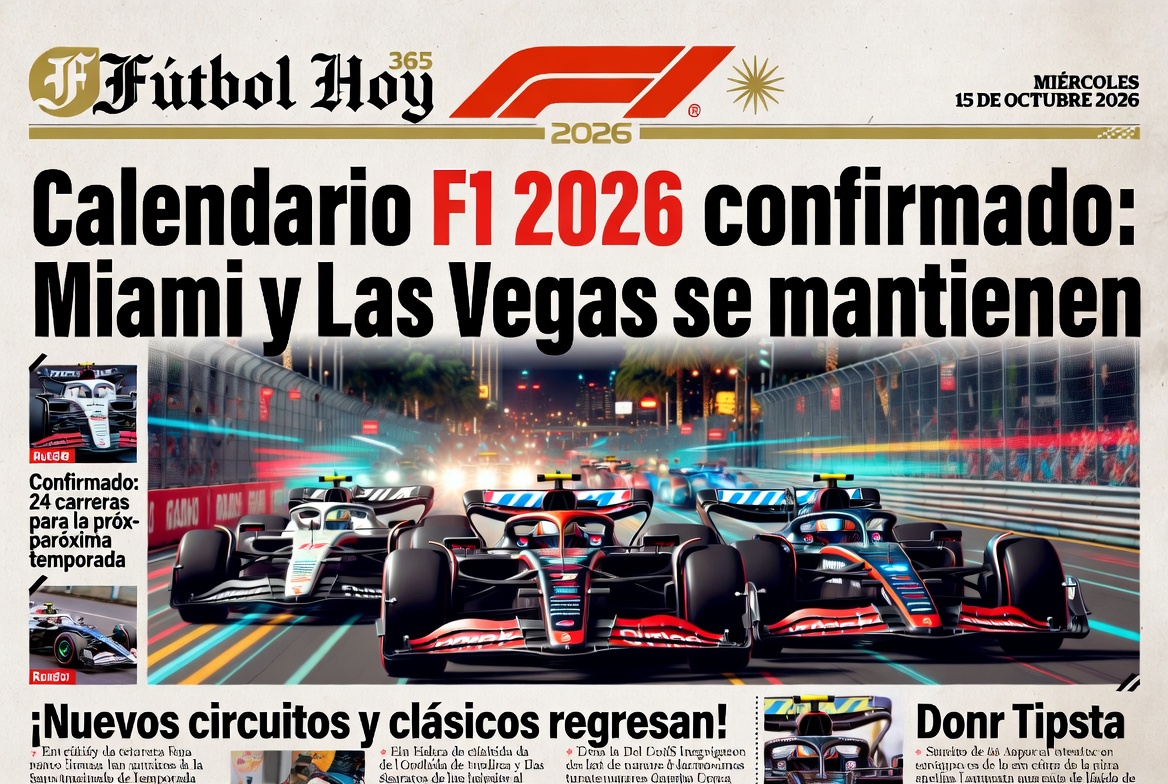 Calendario F1 2026 confirmado Miami y Las Vegas se mantienen