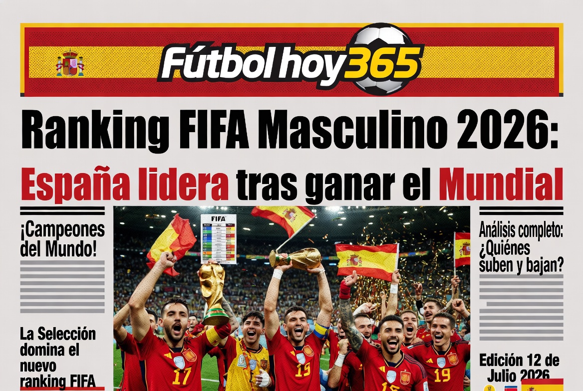 Ranking FIFA Masculino 2026 España lidera tras ganar el Mundial